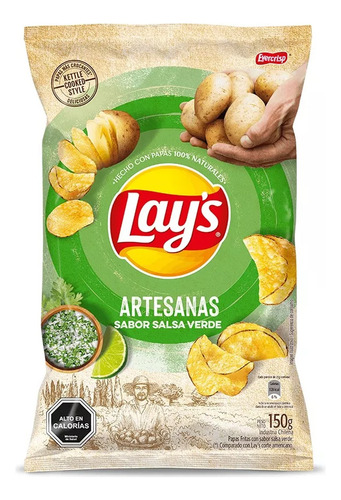 Papas Fritas Lay's Artesanas Sabor Salsa Verde  150g