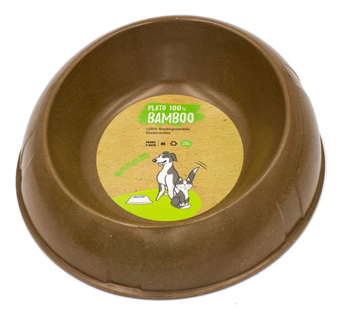 Plato Biodegradable De Bambú Para Mascotas