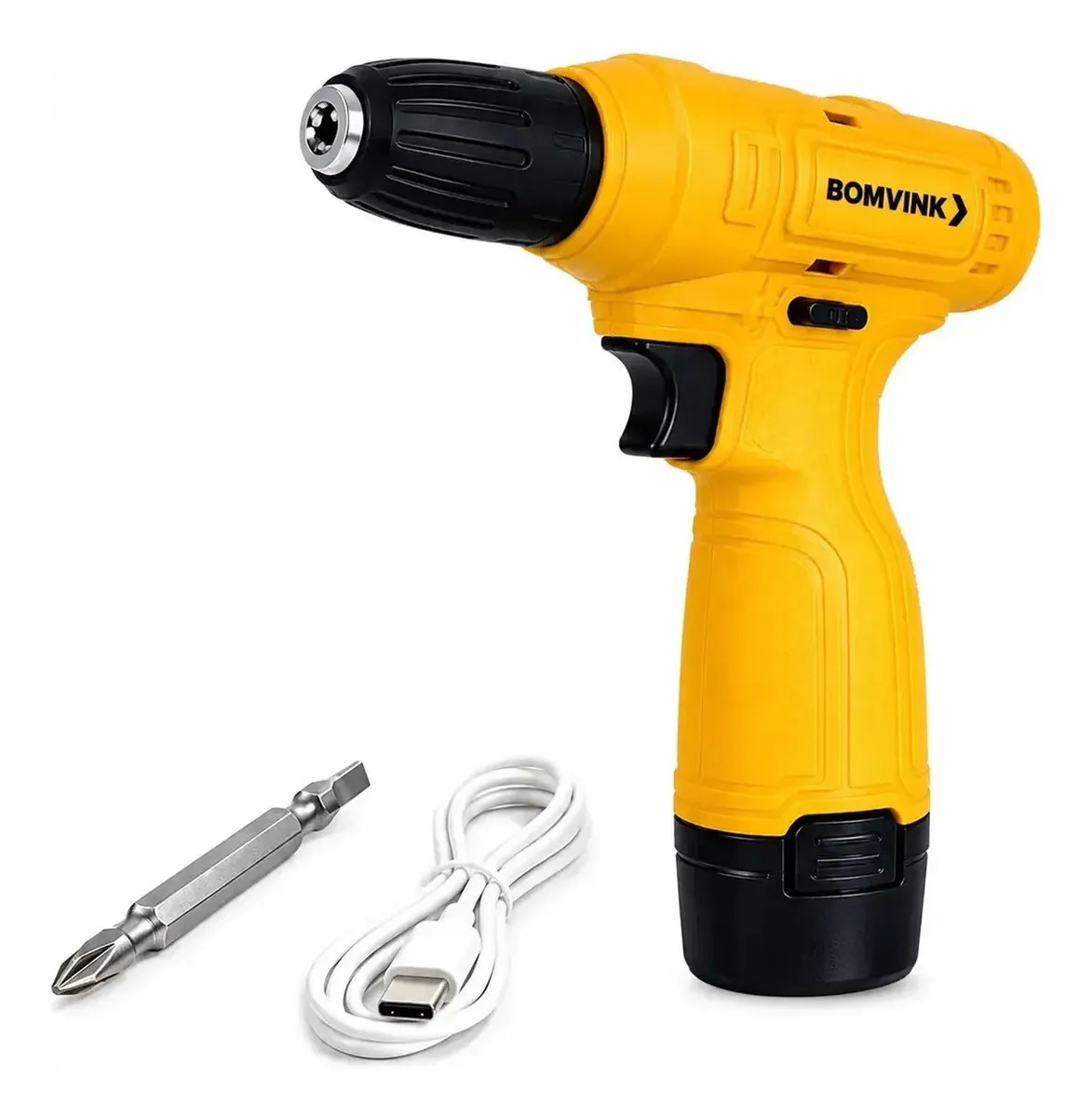 Parafusadeira Furadeira Sem Fio A Bateria Recarregavel Amarelo 50hz/60hz