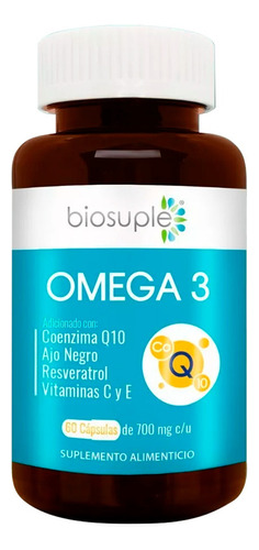 Omega 3 Biosuple Epa Dha Salud Cardiovascular 60 Caps 700mg Sin sabor
