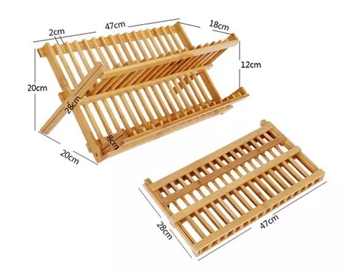 Escurreplatos Escurridor De Platos Madera Bambú Plegable Cocina