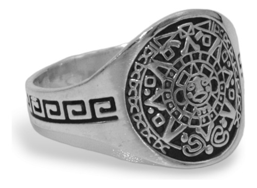 Anillo Calendario Azteca Plata Fina Solida 925