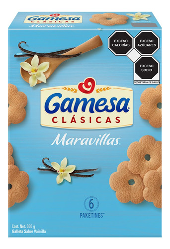 2 Pzs Gamesa Galletas Sabor Vainilla Maravillas 600gr