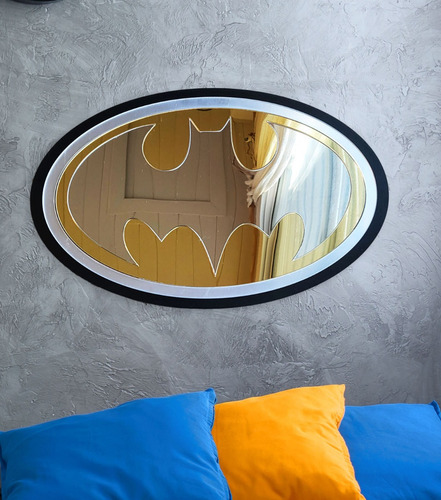 Cuadro Acrílico Espejo Logo Batman Irrompible 60cm X 40cm 