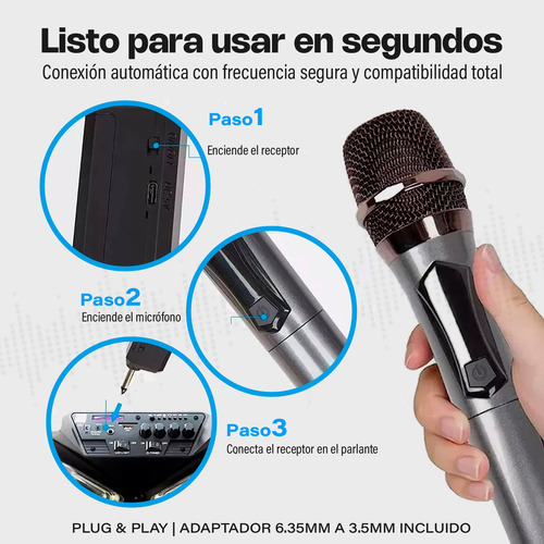 Micrófonos Inalámbricos Profesionales Karaoke kit 2 pcs Receptor Alta Calidad