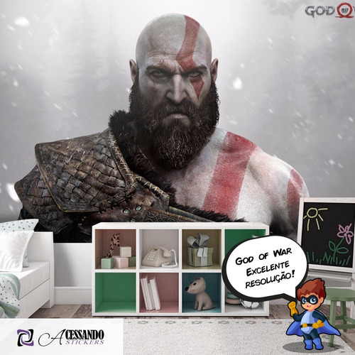 Papel Parede Adesivo Game God Of War Mario Kratos Marvel Hd