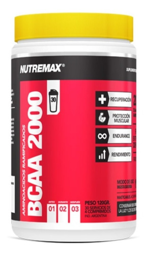 Bcaa2000 120 Comprimidos - Aminoácidos - Nutremax Jmc