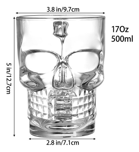 Paquete De 6 Tazas De De Cristal De Calavera De 17 Oz Con As