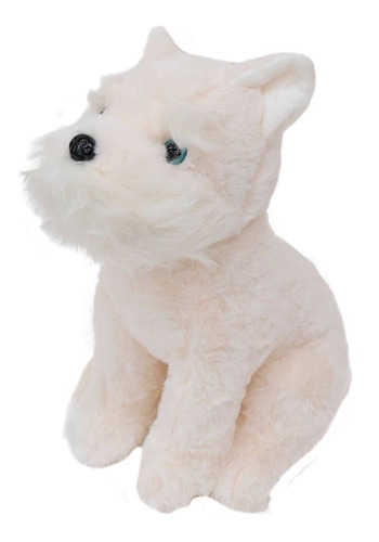 Cachorro Branco Schnauzer Sentado 28cm - Pelúcia