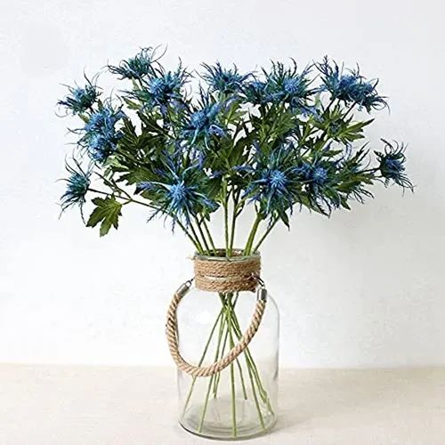 Romase 5 Unidades De Ramo De Flores De Cardo Artificial Azul