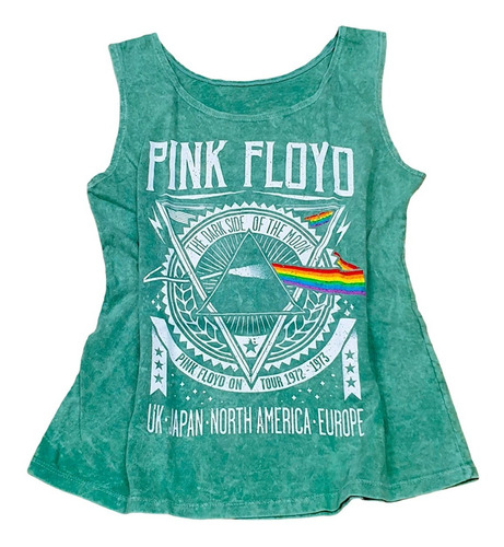 Musculosa Pink Floyd Clasica De Algodon Verde Lupe Store