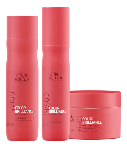 Kit Shampoo Mascarilla Y Spray Wella Color Brilliance 250 Ml