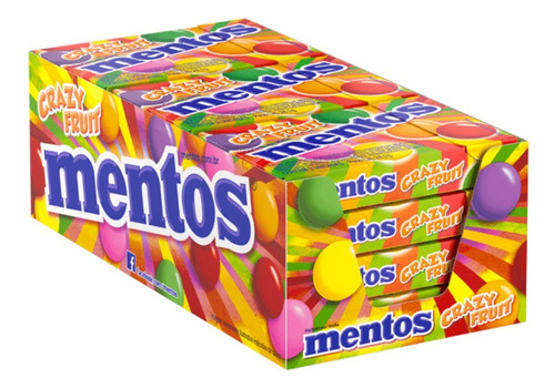 Bala Mentos Slim Box Crazy Fruit 12x 24,1g Caixa 289,2g