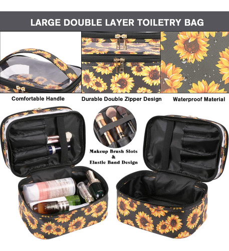 Bolsas De Maquillaje Con Forma De Girasol De Doble Capa, ...