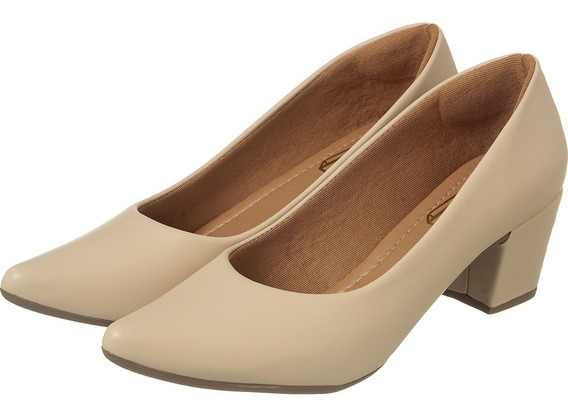 scarpin nude salto quadrado