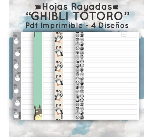 Hojas Rayadas Ghibli Totoro Pdf Imprimible  4 Diseños