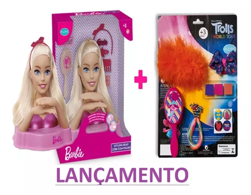 Boneca Barbie Styling Head Fala Frases Cartela De Maquiagem