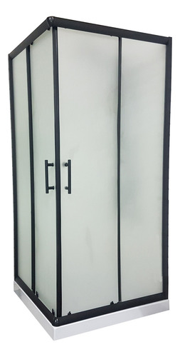 Mampara Toronto Gorena Box Ducha 80cm Cabina C/base 15 Cm Armazón Negro Panel Esfumado