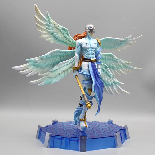 Figura Con Base Luz Led Digimon Angemon Y Angewomon 28cm