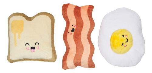 Pearhead Barkfast Dog Toys, Set Of 3, Plush Pet Squeaker