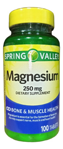 Magnesio De 250 Mg, 100 Cápsulas Spring Valley Importado 