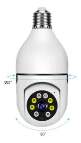 Câmera Ip Inteligente Wifi E Espiã Lâmpada Visão Noturna Cor