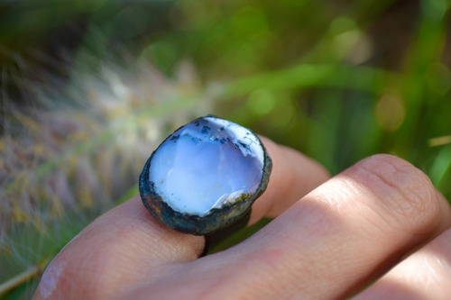 Imagen 3 de 8 de Anillo De Piedra Natural Agata, Cobre, Joyeria Contemporanea