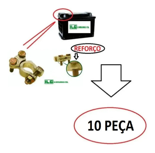 Kit 10 Terminal Bateria Sapao Reforcado Com Parafuso Ilg112