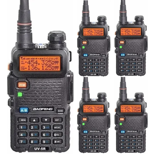 Kit 5 Rádios Comunicadores Ht Dual Band Uhf Vhf Uv-5r