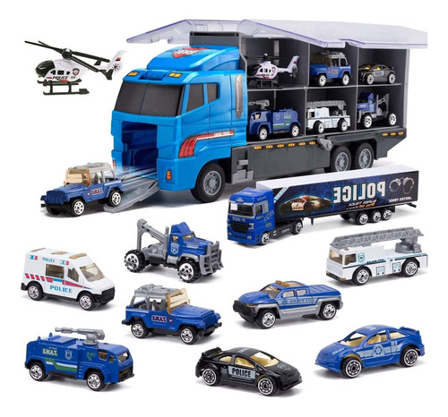 10 En 1 Juguetes De Policía Die Cast Police Patrol Res...