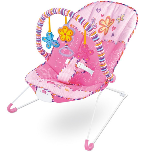 Cadeira Descanso Baby Vibratória Bebê Musical Som Rosa