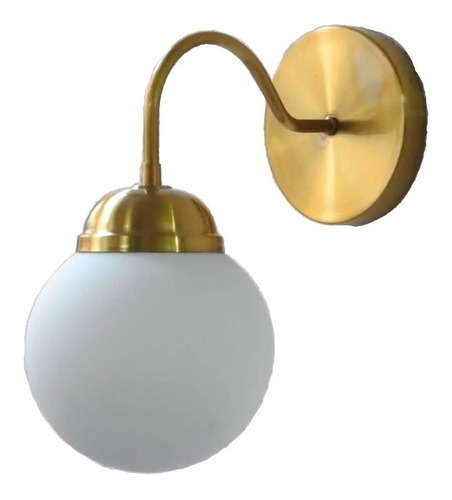 Lampara Aplique Pared Bronce 1 Luz Con Vidrio Opal Apto Led