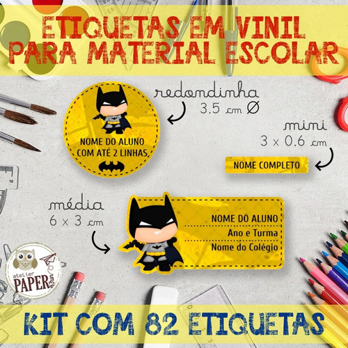 Imagem 7 de 10 de Kit Com 82 Etiquetas Escolares Em Vinil - Personagens =)