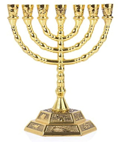 12 Tribus Of Israel Menorah, Jerusalén Temple 7 Branch - Can