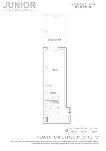Imagen 12 de 14 de Departamento De 1 Dormitorio En Venta En Rosario