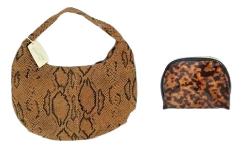 Bolsa Imitacion Piel  Serpiente + Cosmetiquera Estampa Tigre