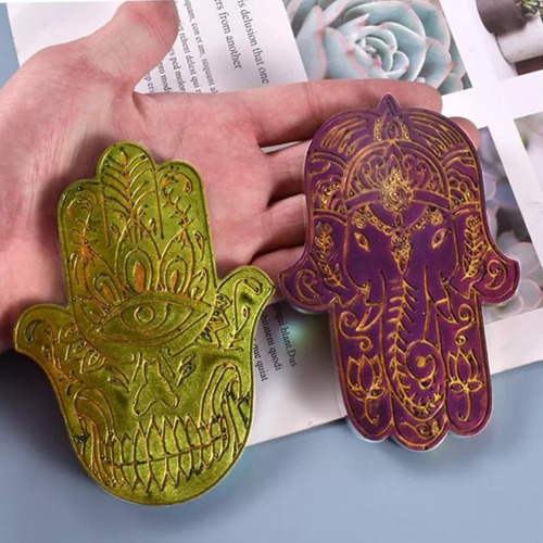 Molde Silicona Mano De Fatima X2 Diseños Resina Cemento Yeso Color Transparente