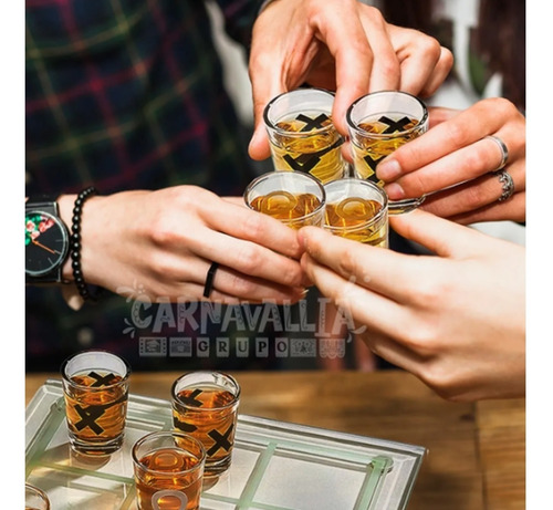 Juego Shots Gato Mesa Bar Fiesta Bebidas Tres En Linea