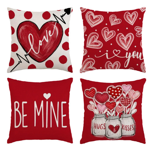 Fundas Cojines Decorativos Día De San Valentín Juego De 4