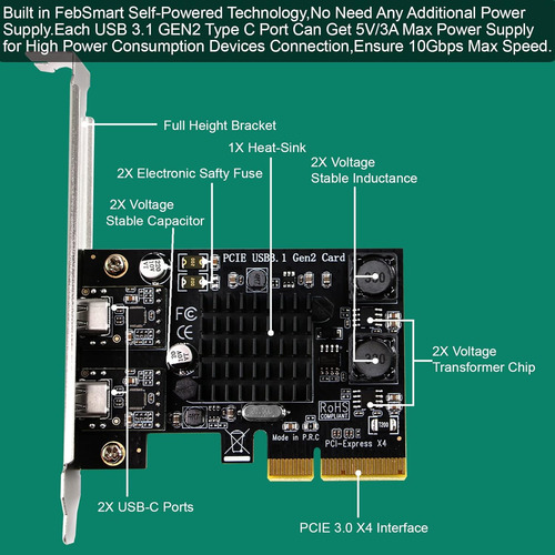 2 Puertos Usb-c Pcie Usb 3.1 Gen 2 A 10 Gbps De Máxima Ve...