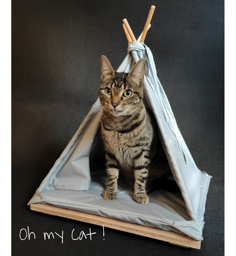 Carpita Para Gatos - Carpa Tipi Con Base De Madera