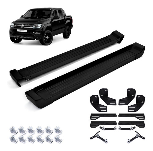 Estribo Lateral Aluminio Preto Amarok Cabine Dupla 2012 2013