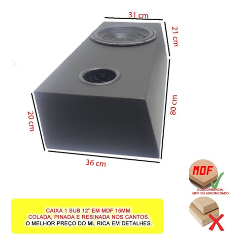 Caixa Acústica Topvenda Mdf Fusca 12 Com Subwoofer Tsw3090