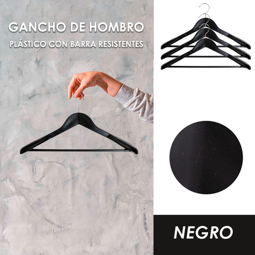 Pack 20 Gancho De Hombro De Plastico Con Barra Resistentes