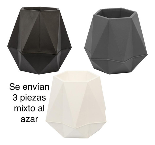 Maceta Macetero Geometrico Minimalista Hogar 19 Cm 3 Pzs