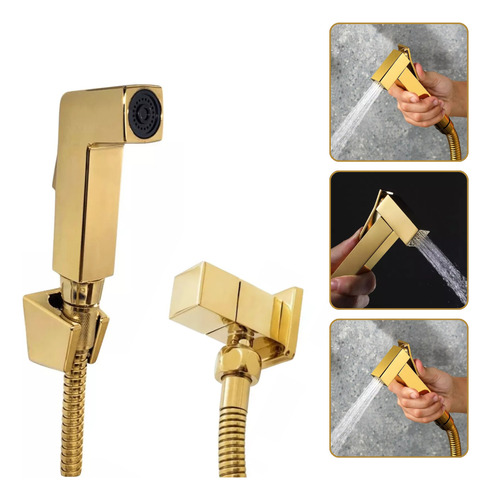 Ducha Higiênica Quadrada Luxo Com Gatilho Em Abs P/ Banheiro