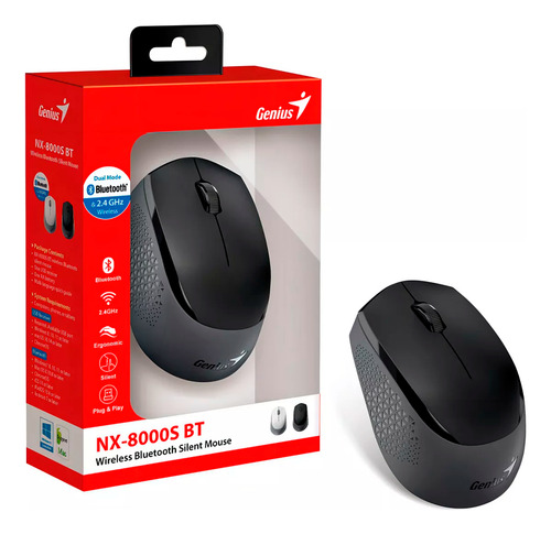 Mouse Genius Nx-8000s Bluetooth Silencioso Negro
