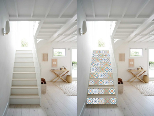 Vinilo Decorativo Escalones Para Escalera Mosaicos Antiguos