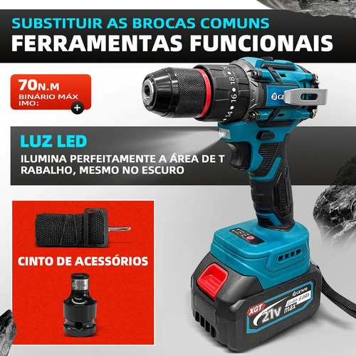 foto de Kit 2 Parafusadeiras e Chaves de Impacto Iigenai sem Fio, com Bateria de Lítio