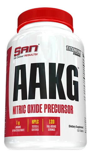Aakg L-arginina Alfa Cetoglutarato 1g 120 Tabs San Nutrition Sabor Sem Sabor